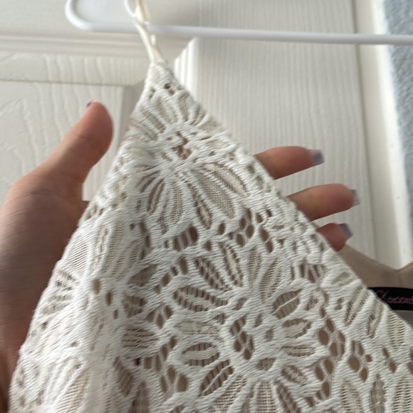 Adjustable Strapless White and Nude Lace Dress - Picture 5 of 6